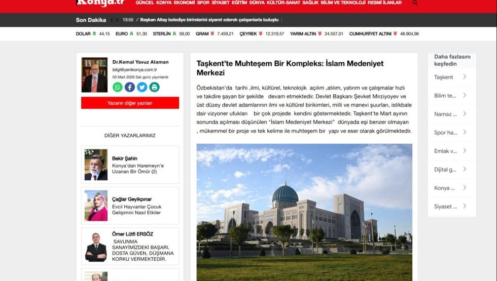 Yeni Konya:"Toshkentdagi muhtasham majmua: Islom sivilizatsiyasi markazi"
