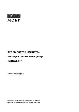 Recommendations on Policing in a Multinational Society