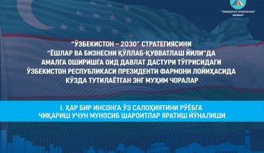 2024 yil davlat dasturi loyihasining “Har bir insonga o‘z salohiyatini ro‘yobga chiqarishi uchun munosib sharoitlarni yaratish” yo‘nalishida ko‘zda tutilayotgan eng muhim choralar to‘g‘risida infografik to‘plam