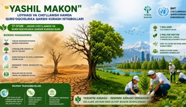 “Yashil makon” loyihasi va cho‘llanish hamda qurg‘oqchilikka qarshi kurash istiqbollari
