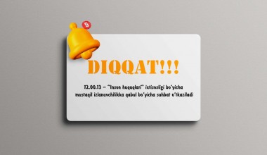 “Inson huquqlari” ixtisosligi bo‘yicha mustaqil izlanuvchilikka qabul bo‘yicha suhbat o‘tkaziladi